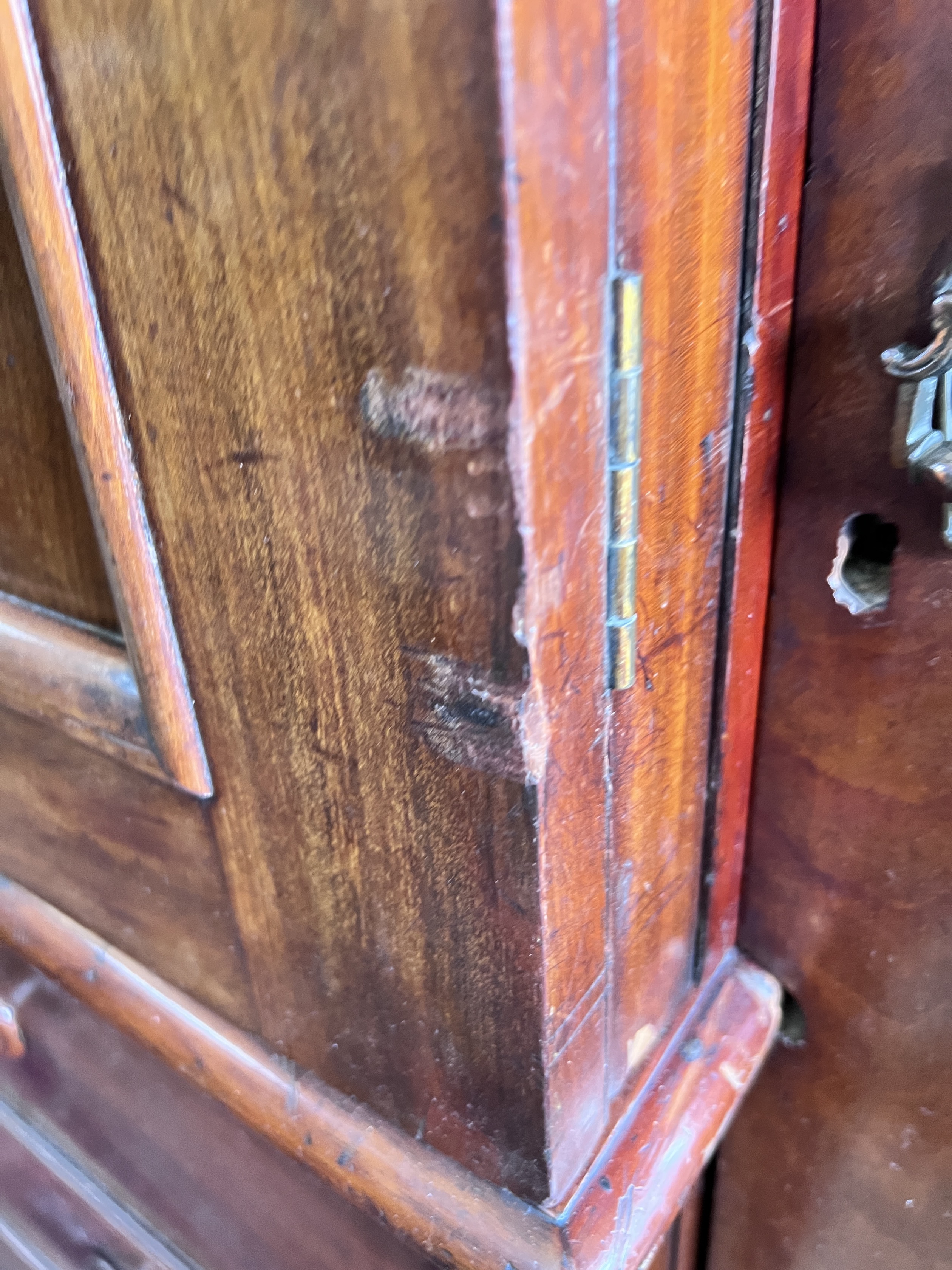 A Victorian mahogany break front mirrored compactum wardrobe, length approx. 240cm, depth 68cm, height 209cm